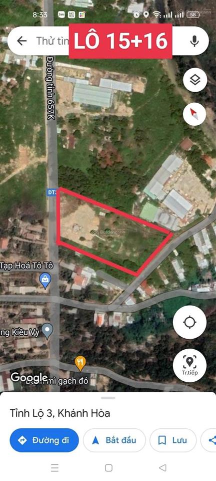 Bán lô đất mặt tiền tỉnh lộ 3, phước đồng, nha trang. dt 7.447,8m2 (ngang 60m) giá bán 3,6 tr/m2