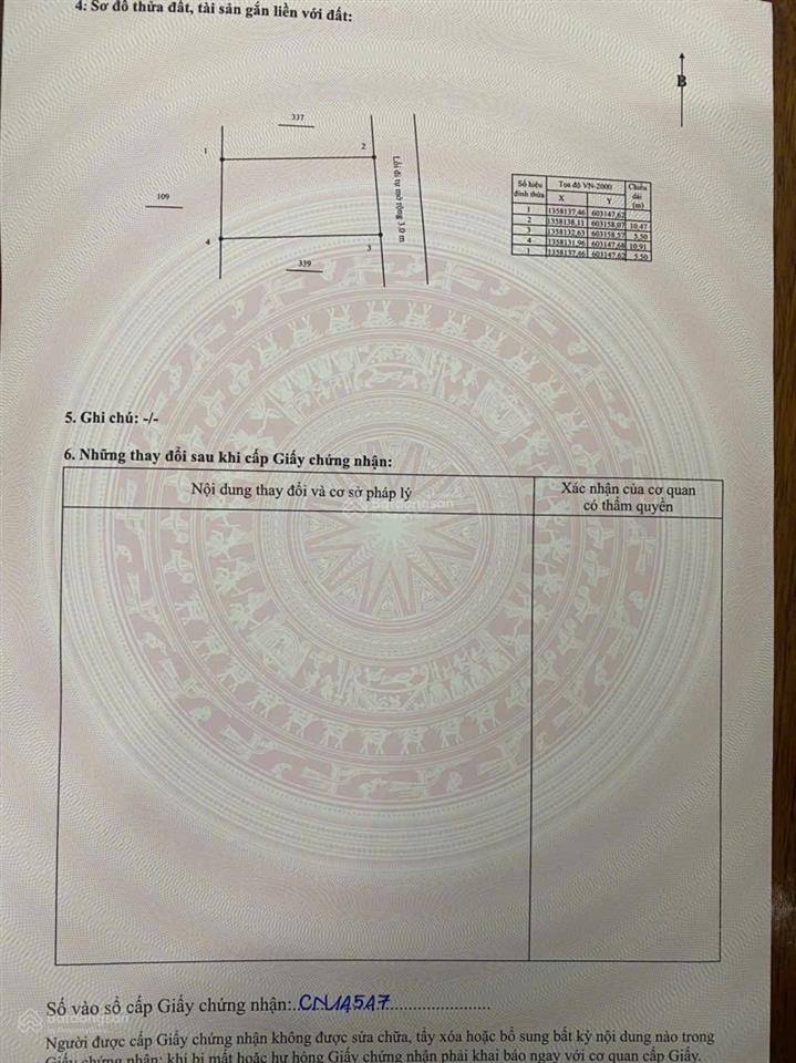 Bán đất hẻm củ chi, vĩnh hải, nha trang. dt 61,3m2 (ngang 5,5m)  hướng đông. giá 62tr/m.