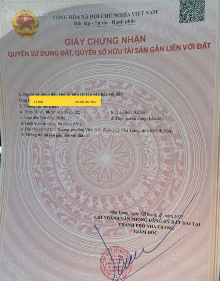 Cần bán lô đất cực đẹp khu vực vĩnh hải  nha trang  cách biển chỉ 5p di chuyển