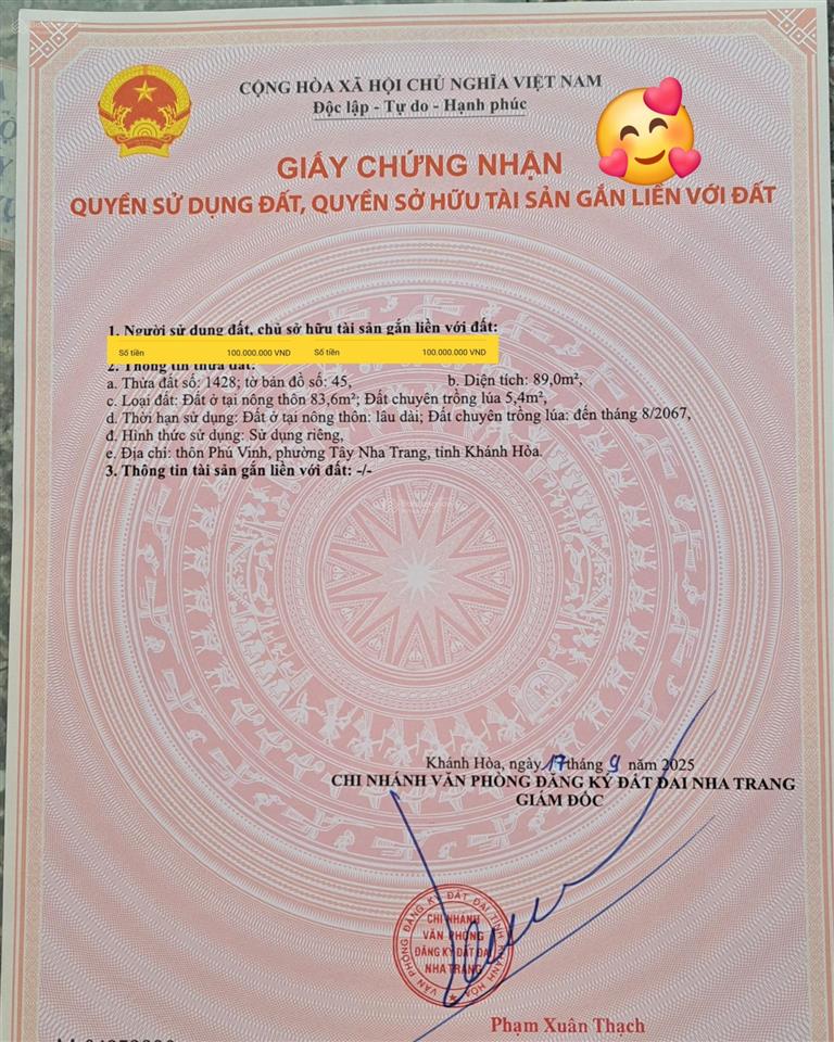 Bán lô góc vĩnh thạnh  khu dân cư đông, đường rộng 7m, cách đường cầu bè 20m