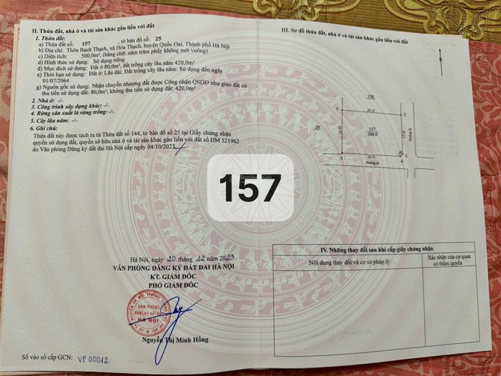 Chính chủ bán đất thổ cư gần đh fpt và trường đhqghn cơ sở hoà lạc, vốn 1 tỷ.  0929 718 ***