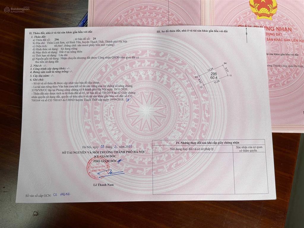 Bán đất thổ cư gần đh fpt và đhqg hòa lạc hà nội. giá 2 tỷ 0929 718 ***