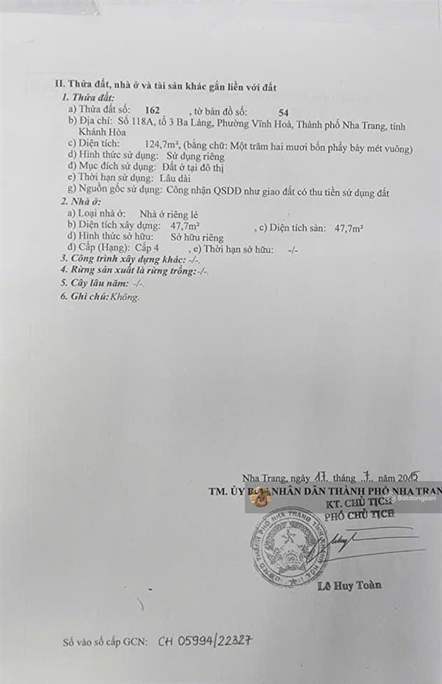 Chính chủ nhờ bán nhà mt dương hiến quyền, gần chợ ba làng, cách biển chỉ 200m. 124.7m2. 12.8tỷ