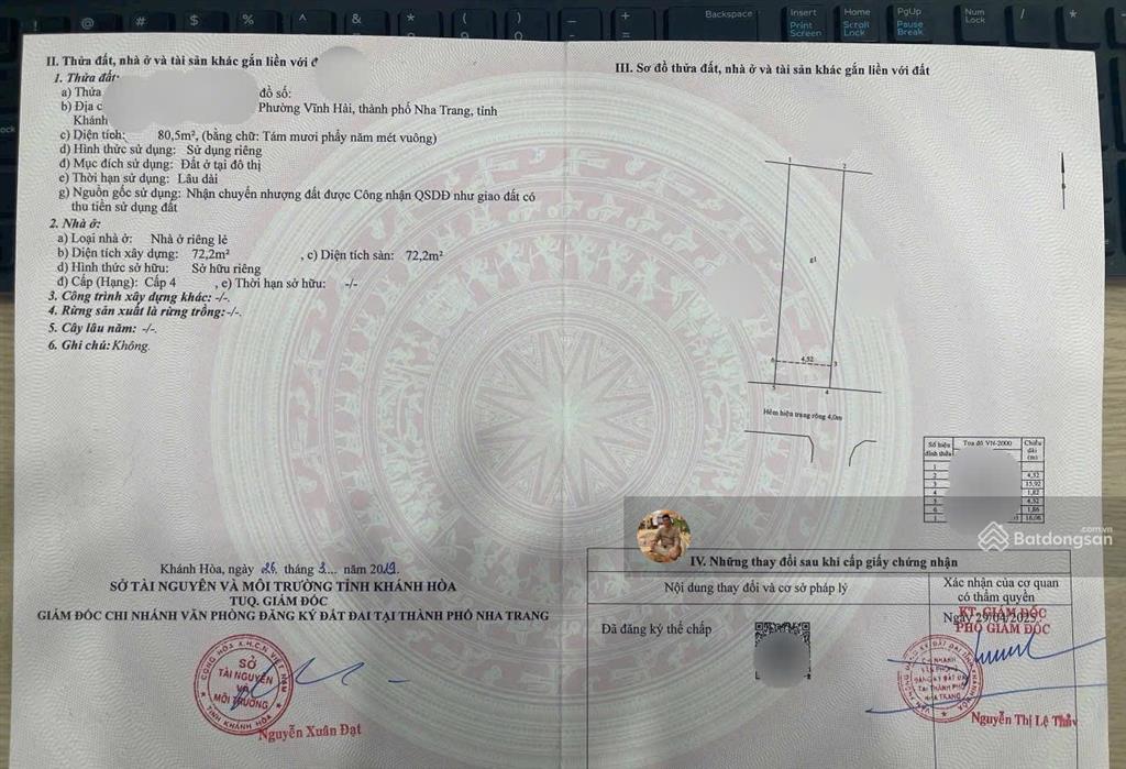 Một lô duy nhất. chính chủ nhờ bán nhà hẻm ô tô 5m at vĩnh hải bắc nha trang  giá 4.5 tỷ