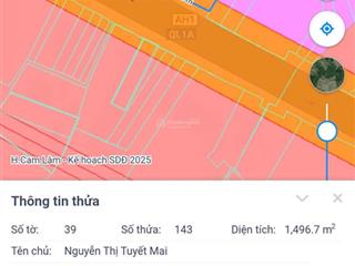 Mặt tiền quốc lộ 1a tại cam hòa  cam lâm kdc giữ lại không bị quy hoạch chỉ 520 triệu/ mét ngang