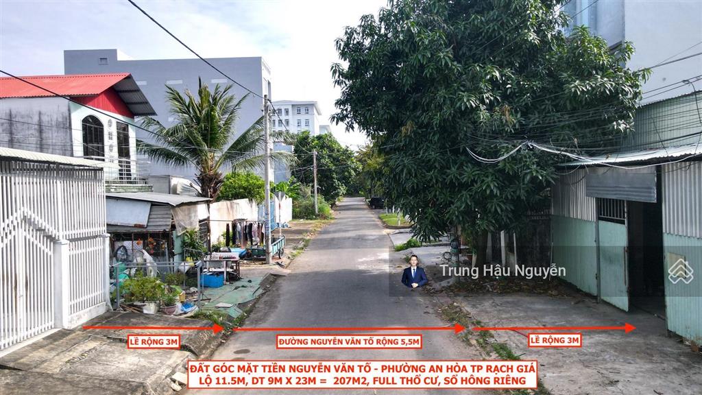 Đất góc mtđ nguyễn văn tố, kế quảng trường trần quang khải, lộ 11.5m, 9x23m, full thổ cư, sổ hồng