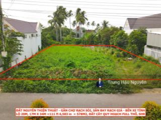 Đất nguyễn thiện thuật gần chợ rạch sỏi  sân bay  bến xe, lộ 20m, 17x34m, quy hoạch full thổ cư