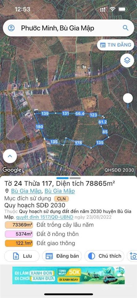 Bán 8ha đất ở huyện bù gia mập bình phước