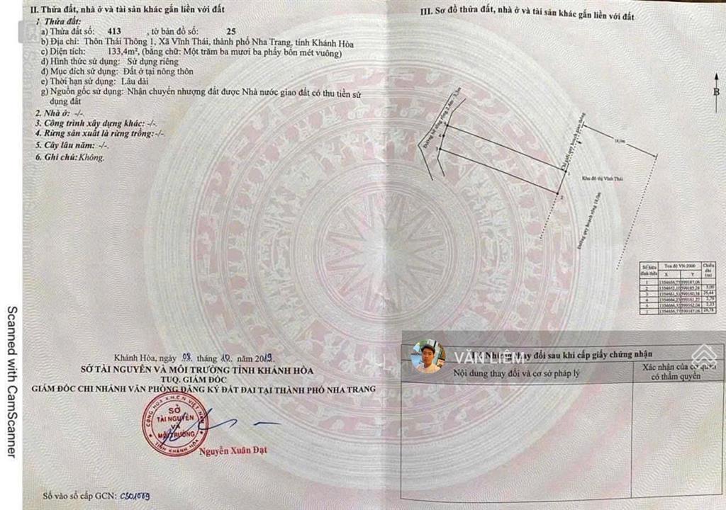Bán đất 2 mặt tiền hẻm thái thông xã vĩnh thái giáp kđt mỹ gia(gói 8) diện tích 133,4m2