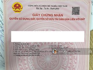 Duy nhất lô đất tái định cư đất lành  vĩnh thái  dt 72m2 ngang 4,5m  phù hợp đầu tư