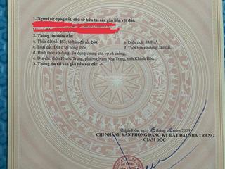 Cần bán lô đất thôn phước tân, hẻm hoàng minh thảo thông qua trăm trứng, phường nam nha trang