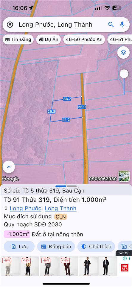 Giảm giá bán gấp đất khu dân cư số 6, quy hoạch đất ở, view cao, ngay kcn bàu cạn, gần sân bay