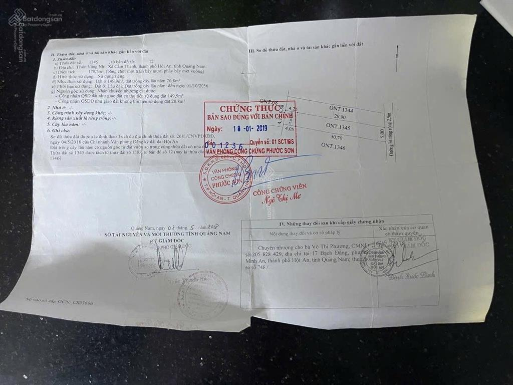 Bán đất tại xã cẩm thanh, 170.7m2, mặt tiền 5m, pháp lý đầy đủ, giá siêu hời