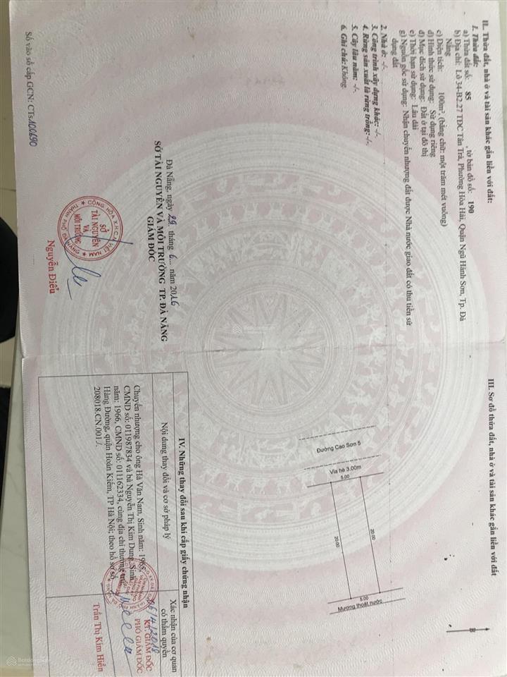 Bán đất biển chính chủ.đường cao sơn 5,view công viên