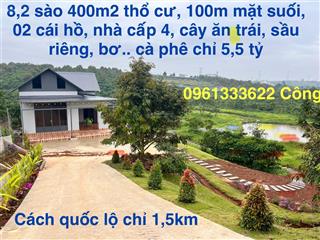 5,5 tỷ cho 8,1 sào cây ăn trái lộc an 110m2 suối, 400m2 thổ cư