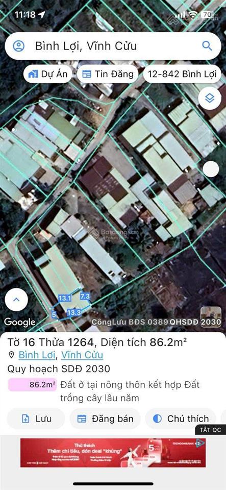 Bán đất phường tân triều (xã bình lợi cũ) full thổ cư 100%. đường xe ô tô, giá chỉ 790 triệu