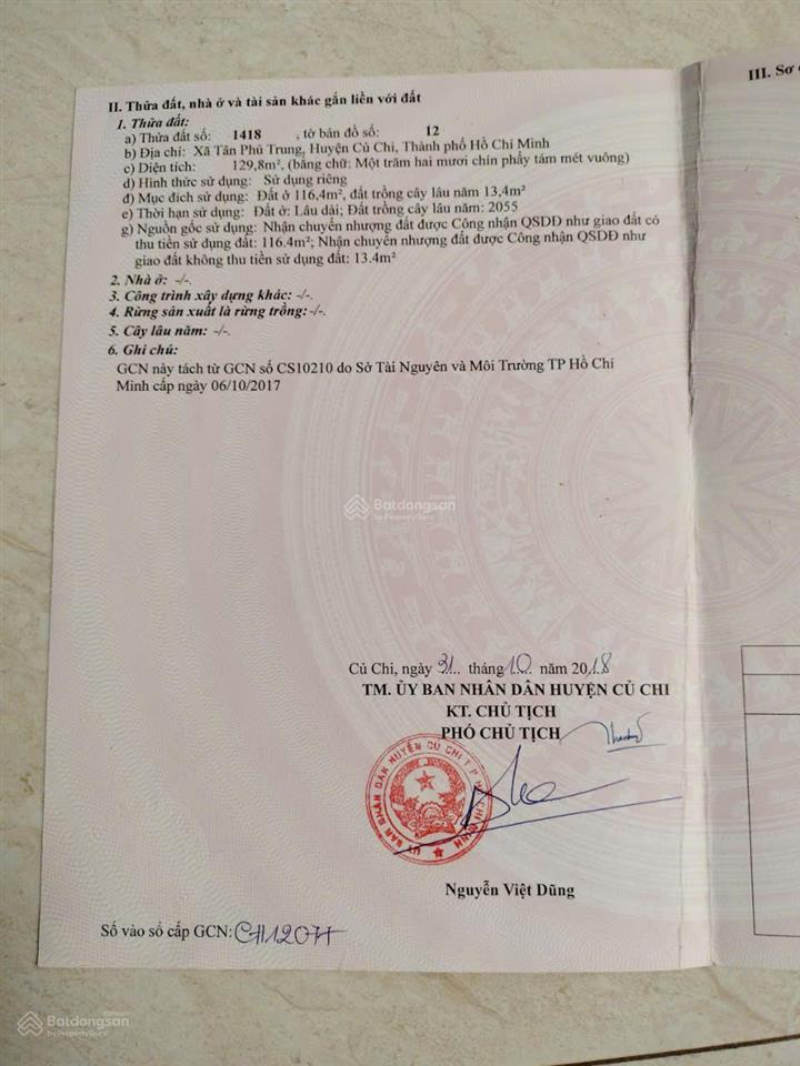 Nhà đường nguyễn thị bi, xã tân phú trung, củ chi, với diện tích 129m2, giá 2,6 tỷ vnd