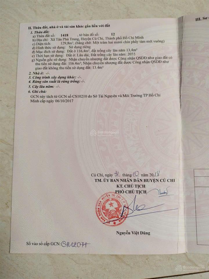 Nhà đường nguyễn thị bi, xã tân phú trung, củ chi, với diện tích 129m2, giá 2,6 tỷ vnd