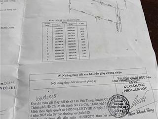 Bán đất nông nghiệp xã củ chi (xã tân phú trung) củ chi  tphcm  dtsd 2709m2 giá bán 1tr/m2