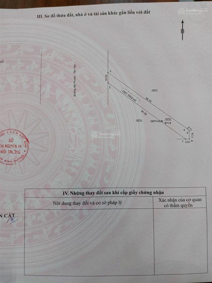 Cần bán lô đất mặt tiền đường mỹ phước tân vạn phường tân định  tp bến cát  bình dương