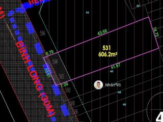 65tỷ tl  14mx50m  700m2, thổ cư 606m2. mt đường bình long, quận tân phú đoạn đẹp