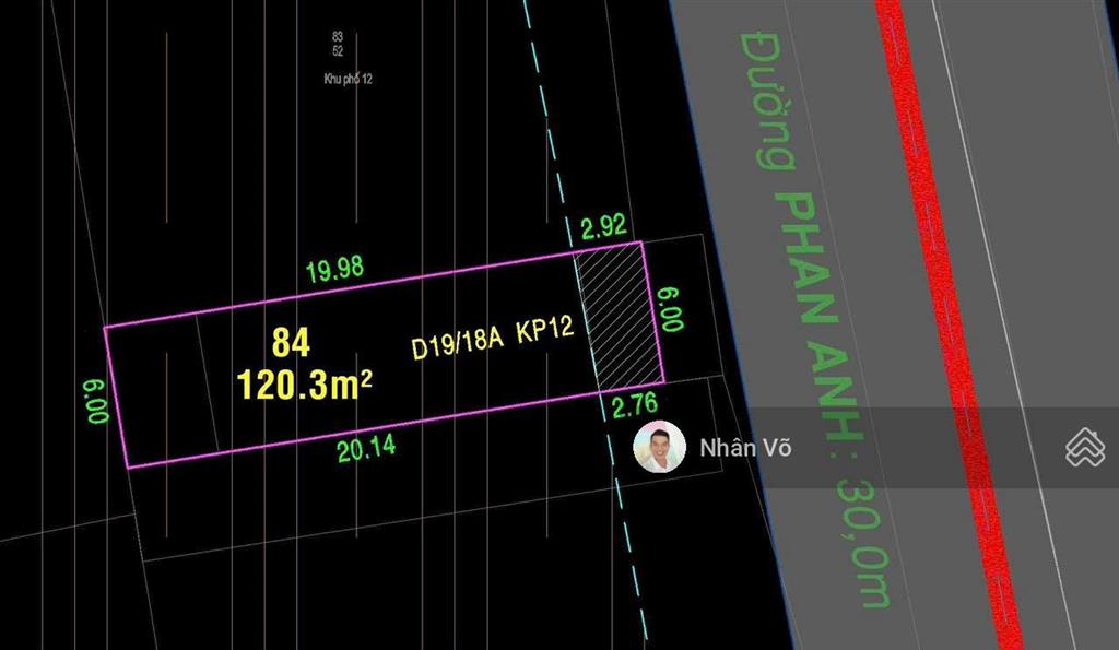 Mt 6mx24m đường phan anh. vị trí đẹp. giá 19.9tỷ tl