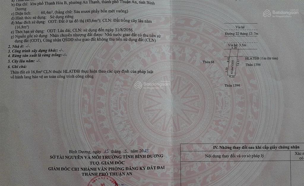 Chính chủ gửi bán nhà cấp 4 mặt tiền đường 22/12  an thạnh dt 60m