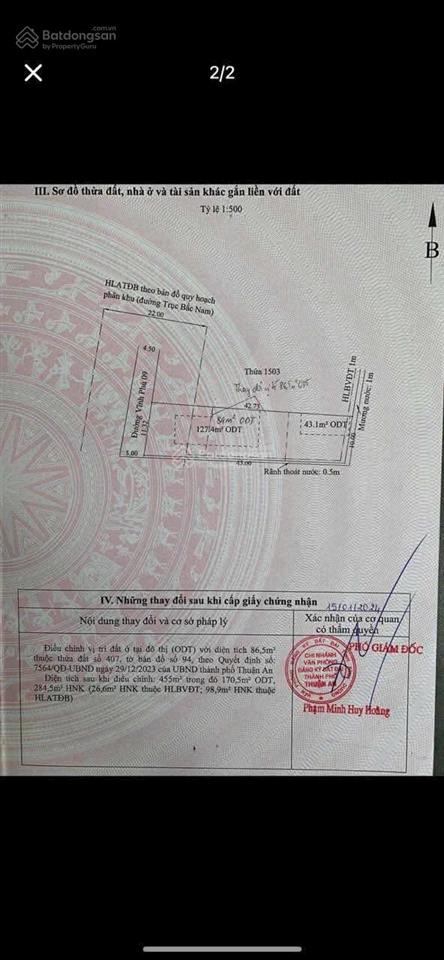 Chính chủ gửi bán siêu phẩm mặt tiền vĩnh phú 09, gần cầu vĩnh bình dt 455m2 đường 8m
