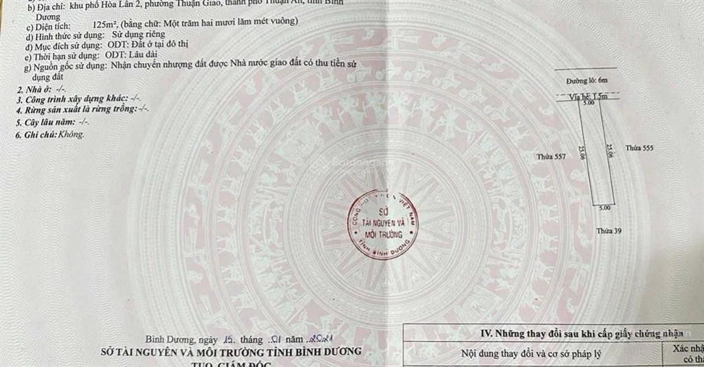 Chính chủ gửi đất đẹp thuận giao 24 dt 125m gần kcn vsip 1 đường 12m
