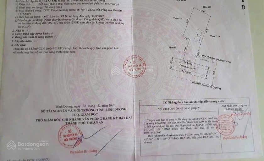 Chủ kẹt bán đất mặt tiền 542m2 an sơn 1 đường nhựa 12m gần cảng an sơn giá chỉ 6,5 tỷ