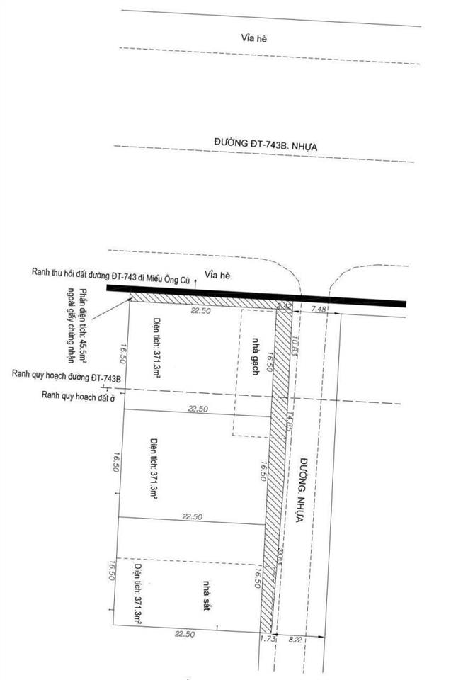 Góc 2 mặt tiền đt 743  1.114m²,ngay vòng xoay an phú