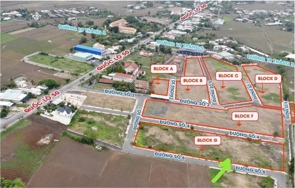 Bán đất mặt tiền đường số 6, quốc lộ 50, xã tân lân, huyện cần đước