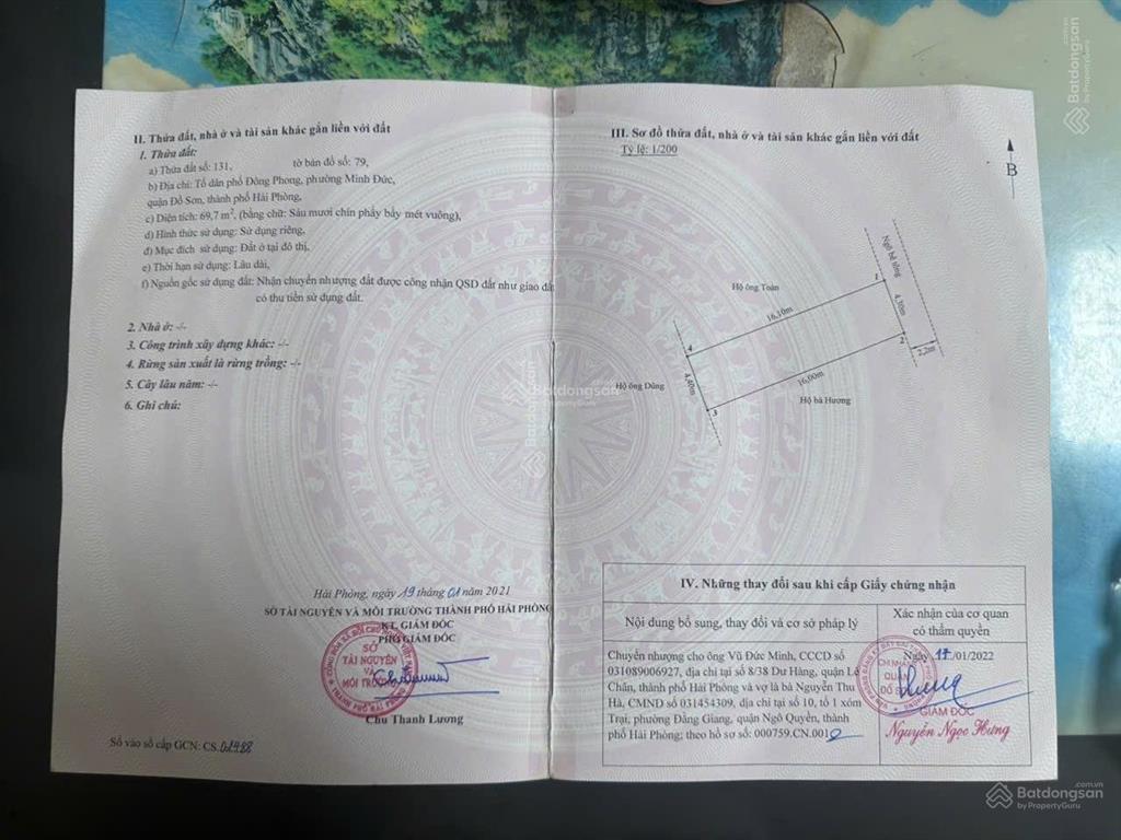 Bán đất tại đường 403, minh đức, đồ sơn, hải phòng, 1,2 tỷ, 69,7 m2 giá cực chất
