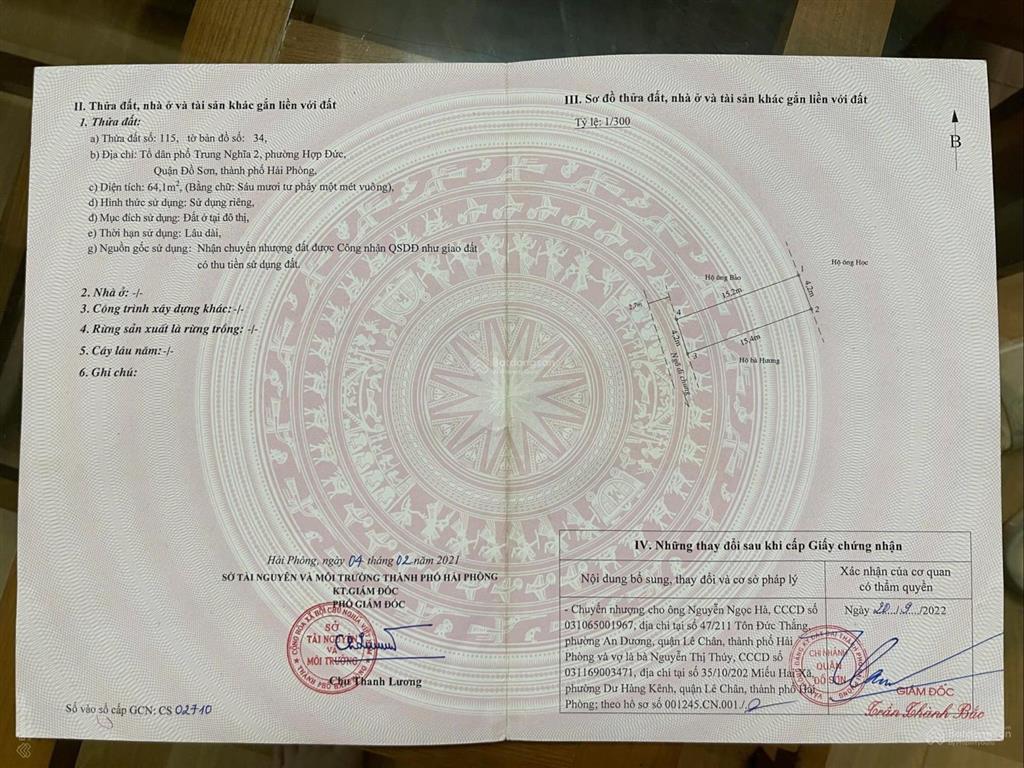 Bán đất tại đường trung nghĩa, hợp đức, đồ sơn, hải phòng, 850 triệu, 64.1m2 uy tín