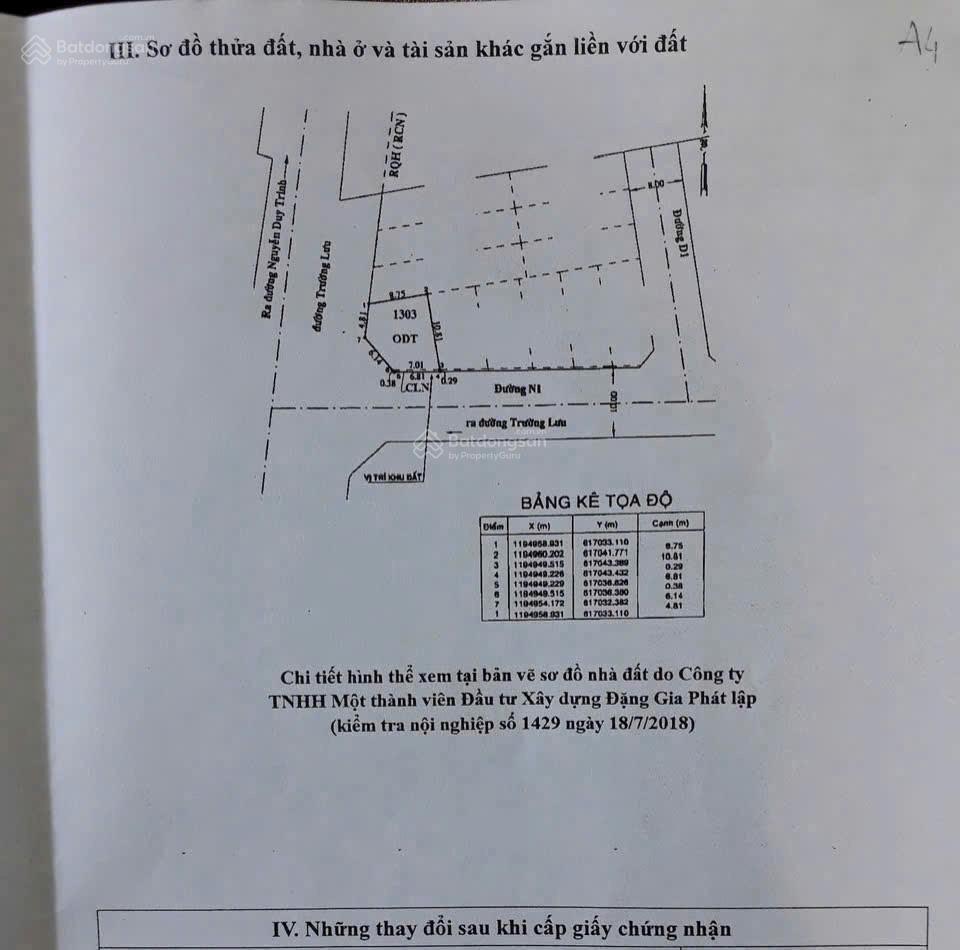 Lô góc 2 mặt tiền trường lưu, phường long trường