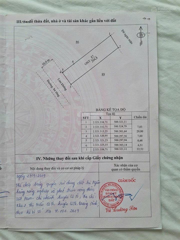 Chính chủ cần bán lô đất 204.8m2 gần bãi tắm tình yêu cô tô  sđt 0869 366 ***