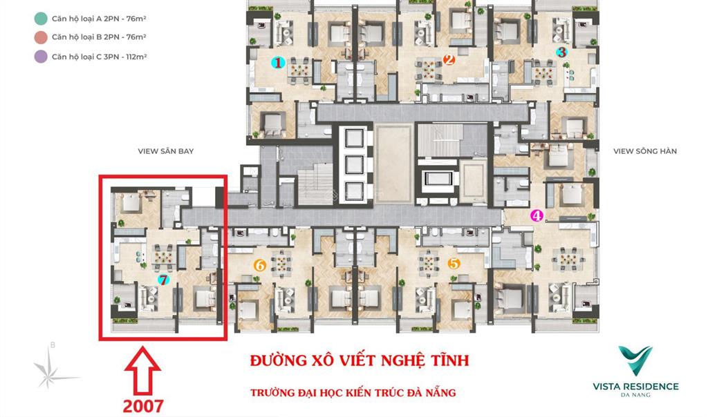 Siêu phẩm, cần bán căn góc 2 phòng ngủ 75m2 tầng 20 vista view sông hàn, hải châu, đà nẵng