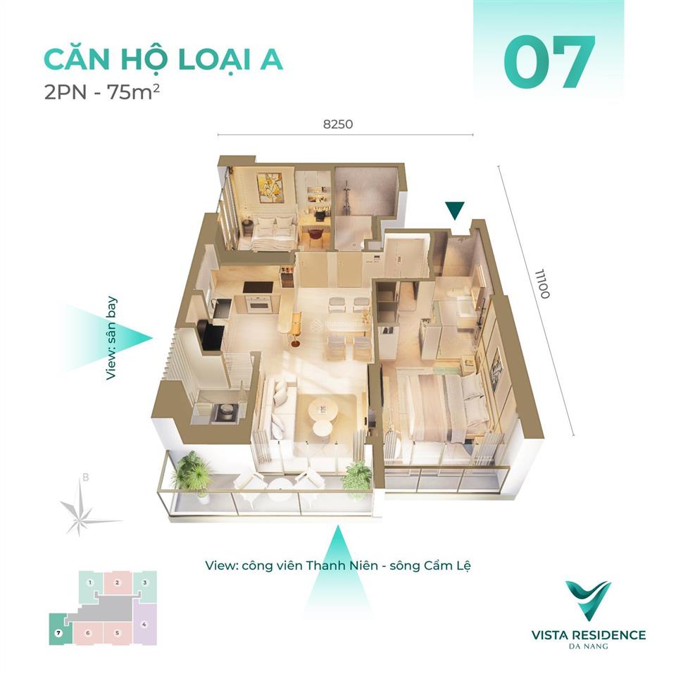 Siêu phẩm, cần bán căn góc 2 phòng ngủ 75m2 tầng 20 vista view sông hàn, hải châu, đà nẵng