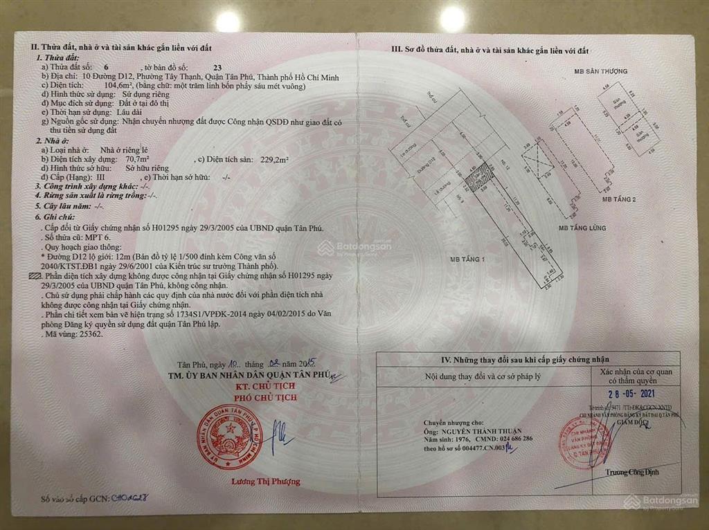 Bán nhà mặt phố d12, tây thạnh, tân phú, hcm, giá siêu hời 11 tỷ.4,8 x 22,5m đúc 1 trệt 1,5 lầu