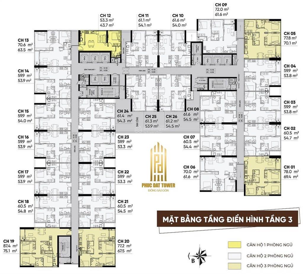 Bán cc phúc đạt tower, 2,44 tỷ diện tích 60m2, 2pn, 2wc, giá siêu hời, đã có sổ hồng lâu dài