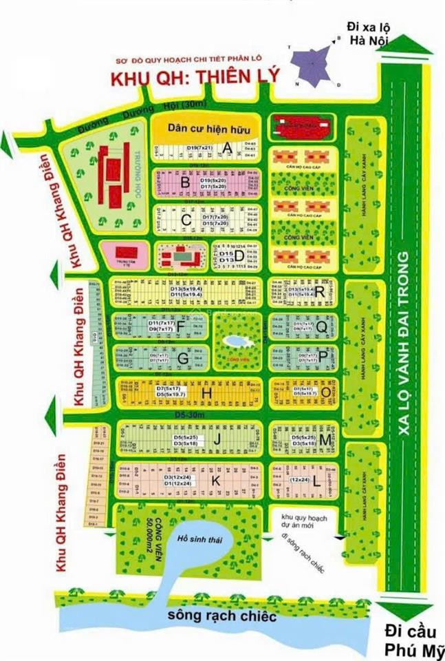 Đất mặt tiền 30m dự án an thiên lý