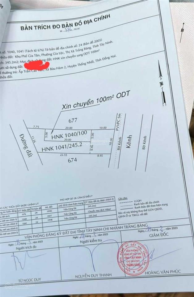 Cần bán đất giá vị trí đẹp giá chỉ 1,65 tỷ vnd tại đường gia lâm, tây ninh, diện tích 345.2 m2