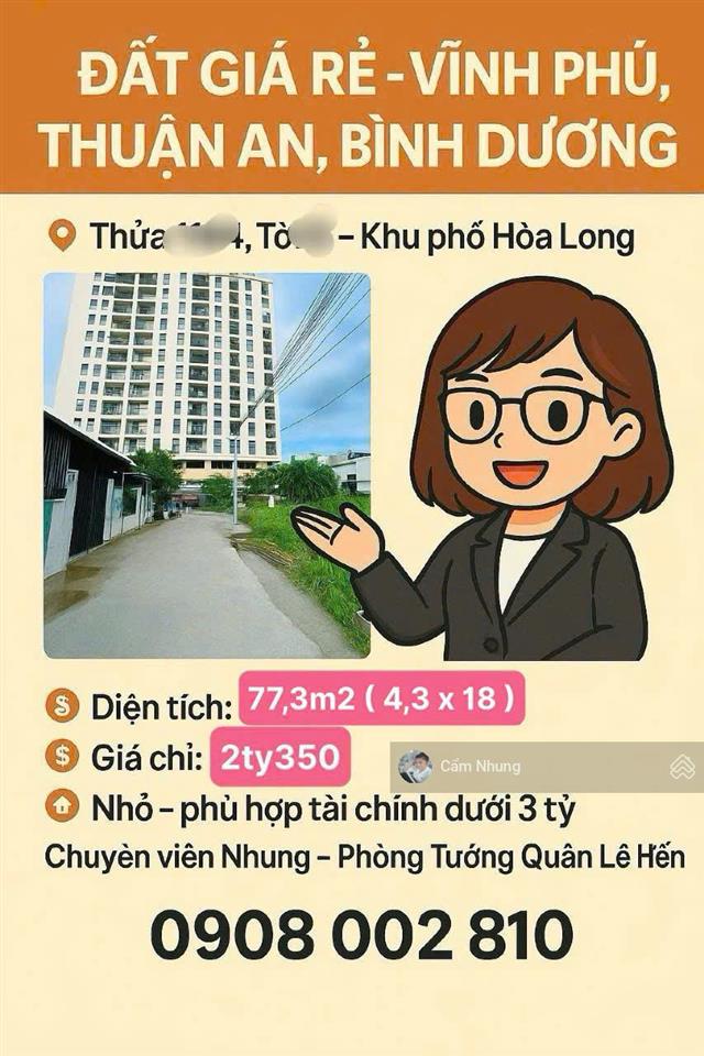 Bán đất tặng nhà cấp 4 tại vĩnh phú 38 ,dt 77m2 giá 2ty350 , 0908 002 ***