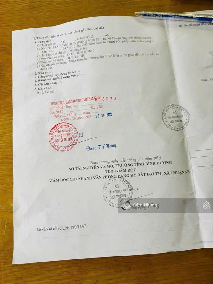 Bán gấp lô góc 2 mặt tiền  thuộc vĩnh phú 2, dt 135m², giá 6 tỷ 5,  0908 002 *** inbox
