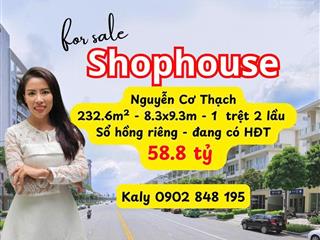 Bán gấp shophouse sarina sala vị trí đắc địa trục chính, 1t2l, 232m², có hđ thuê 100tr, 57 tỷ