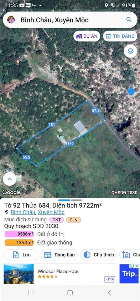 Bán đất tại xã bình châu, xuyên mộc, bà rịa vũng tàu, 22 tỷ, 9722m2 có sẵn 300m2 thổ cư