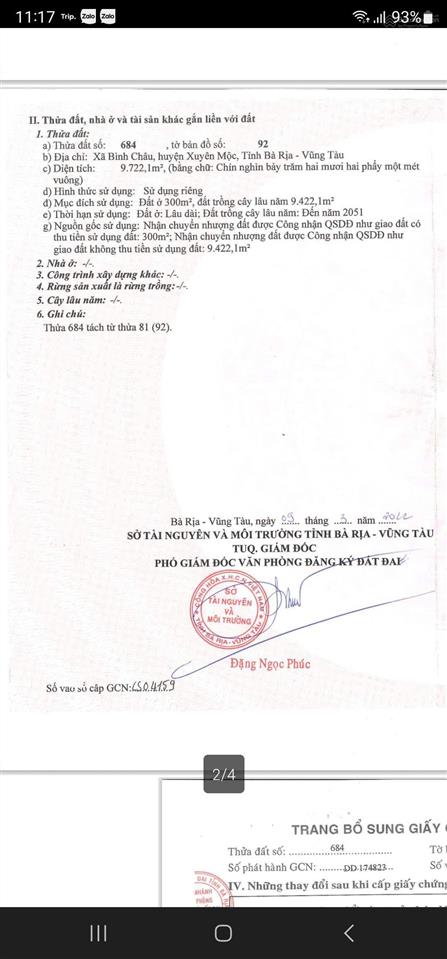 Bán đất tại xã bình châu, xuyên mộc, bà rịa vũng tàu, 22 tỷ, 9722m2 có sẵn 300m2 thổ cư