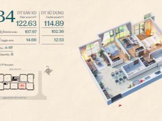 Căn 3pn the sculptura giá chênh tốt nhất, dt 122m2, lầu 6 view biệt thự phú gia hướng nam rất đẹp