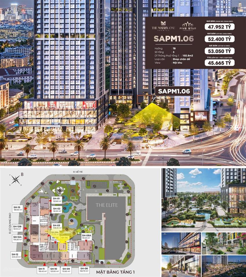 Quỹ 3 căn shophouse chân đế the matrix one premium độc quyền tại dự án.  0924 952 ***