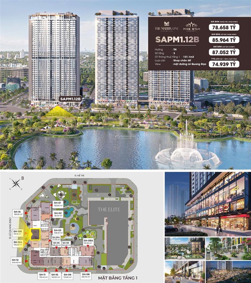 Quỹ 3 căn shophouse chân đế the matrix one premium độc quyền tại dự án.  0924 952 ***
